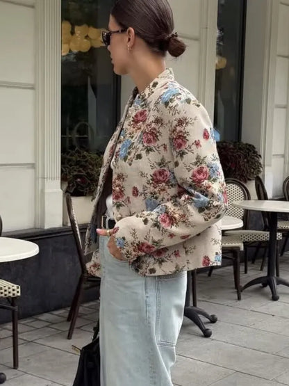Printed Round Neck Jacket