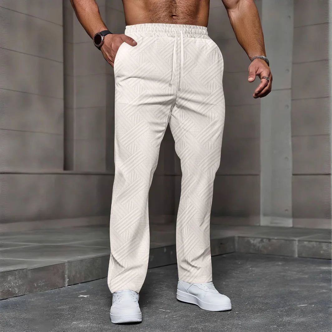 Jacquard Geometric Drawstring Trousers