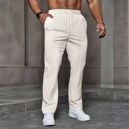 Jacquard Geometric Drawstring Trousers
