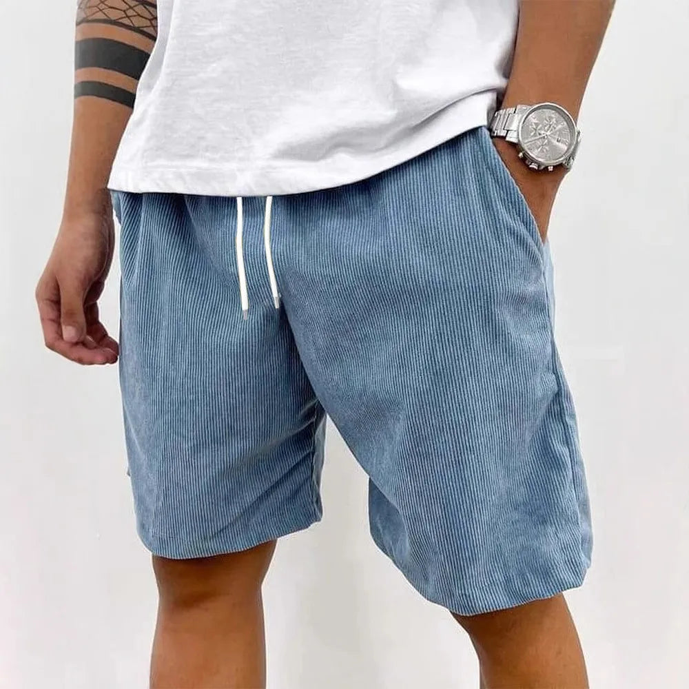 Corduroy Drawstring Casual Shorts