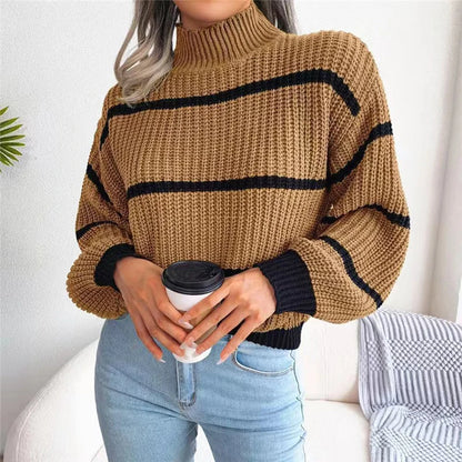 Striped Mock Neck Sweater