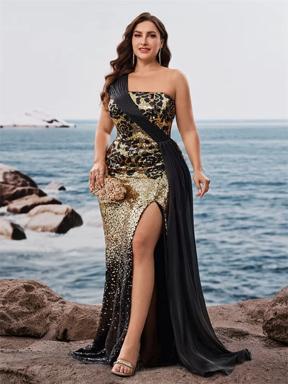Plus Size Elegant off-shoulder Sleeveless Evening Dresses