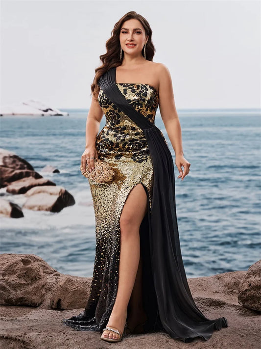 Plus Size Elegant off-shoulder Sleeveless Evening Dresses