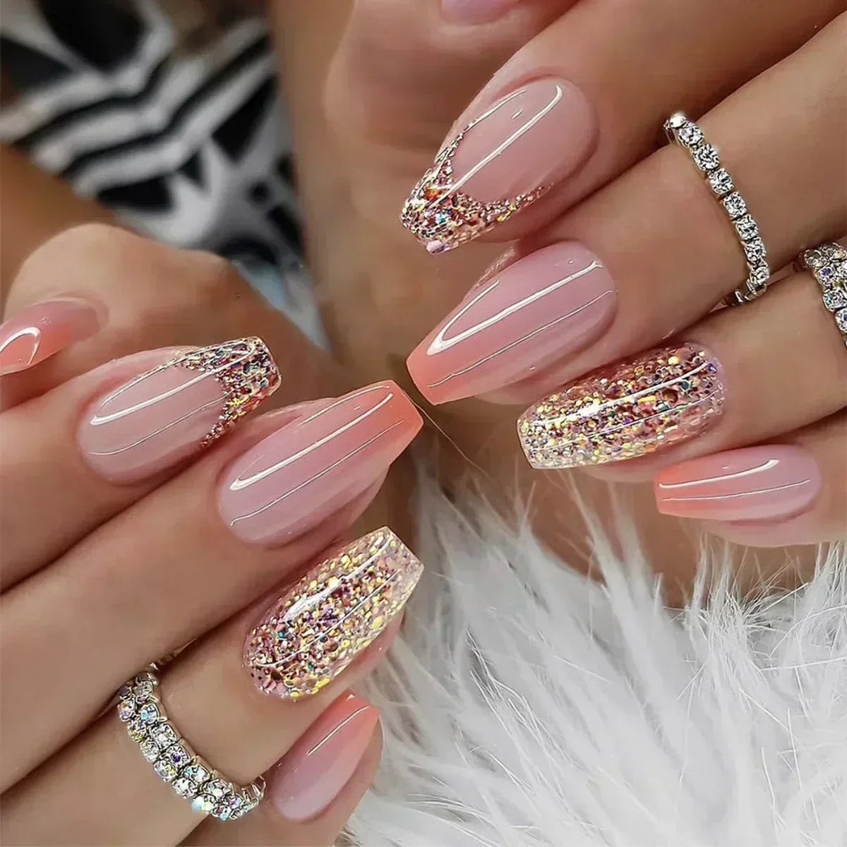 Glitter Coffin Press On Nails