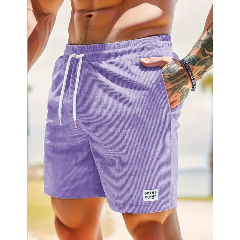 Corduroy Striped Textured Casual Shorts