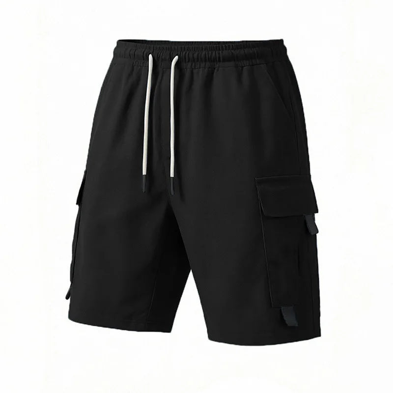 Cargo Shorts Drawstring Buckle Pockets