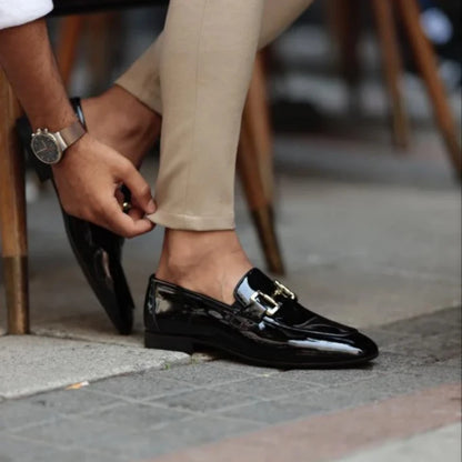 Black PU Leather Slip-on Loafers