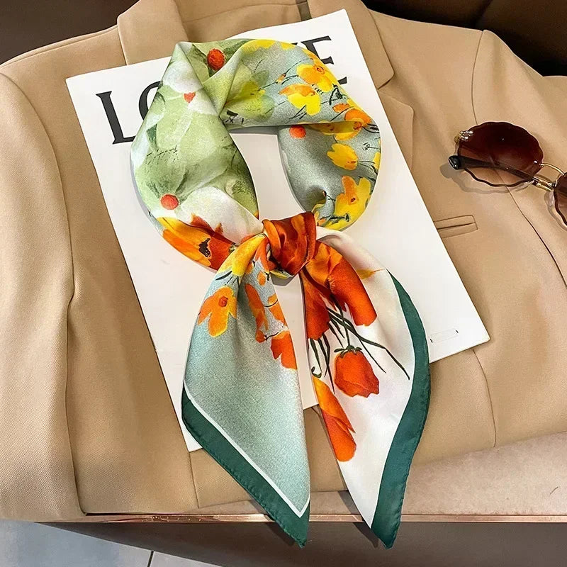 Luxury Print Silk Square Scarf