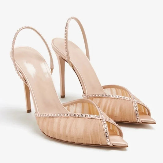Elastic Strap Thin Heel Sandals