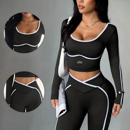 Color-Block Long Sleeve Yoga Set