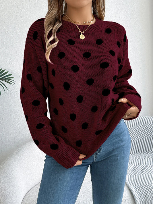 Polka Dot Lantern Sleeve Sweater