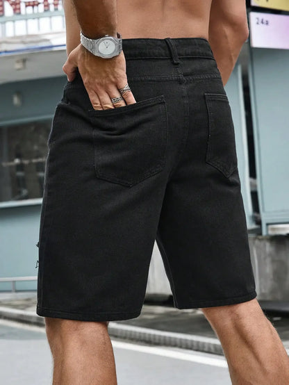 Stretchy Denim Ripped Shorts