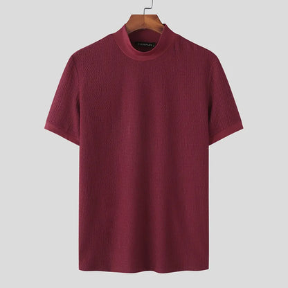 Textured High-Neck Korean Bottoming Tee