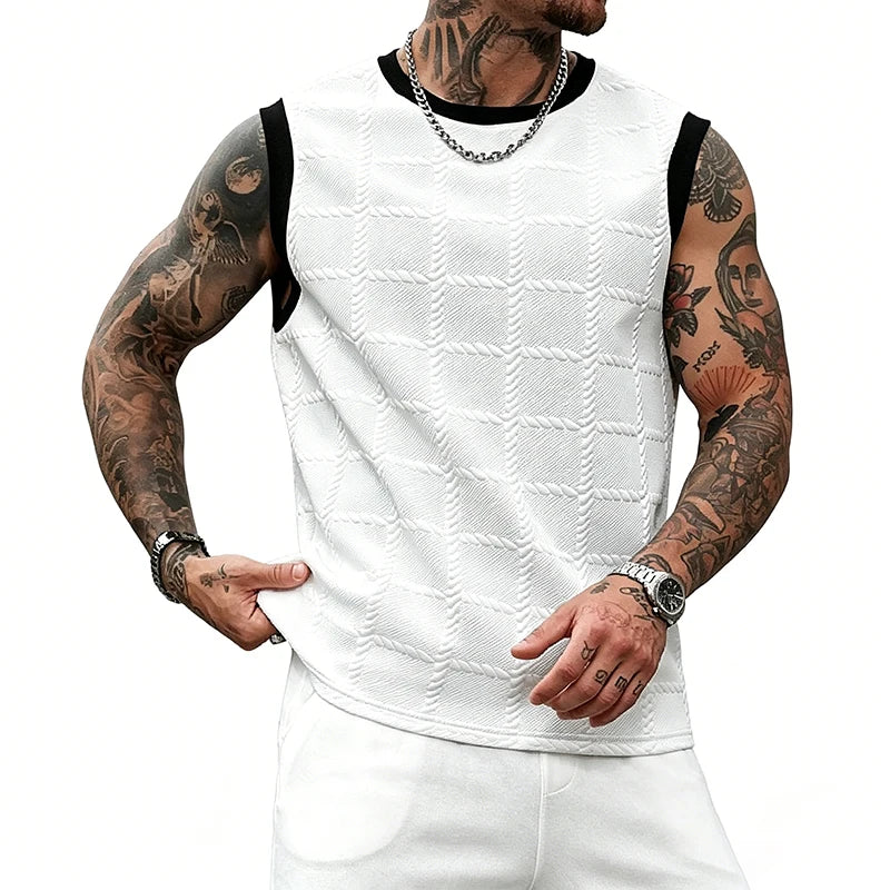 Jacquard Contrast-Trim Tank Top