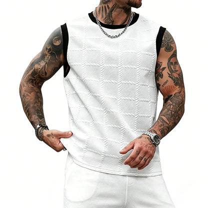 Jacquard Contrast-Trim Tank Top