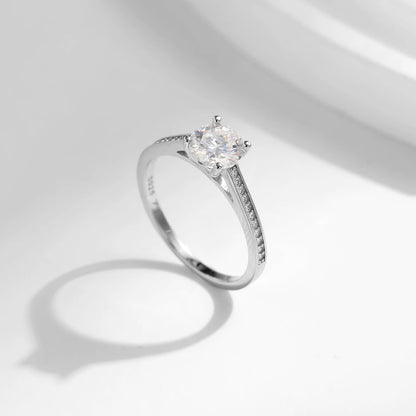 Moissanite Sterling Silver Wedding Band