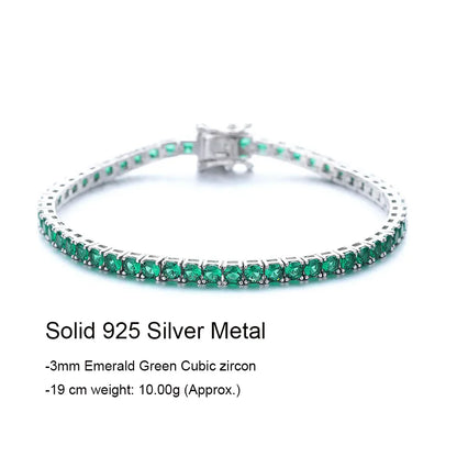 Emerald Green Silver Tennis Bracelet