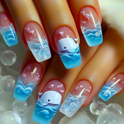Ocean Blue Press Nails