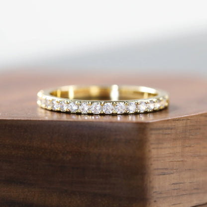 Gold Moissanite Silver Ring