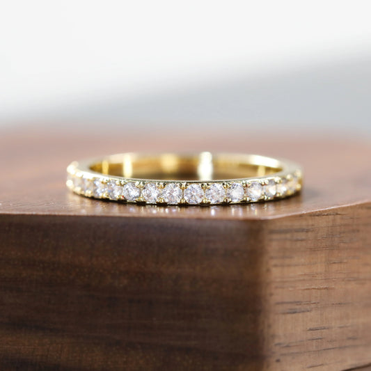 Gold Moissanite Silver Ring