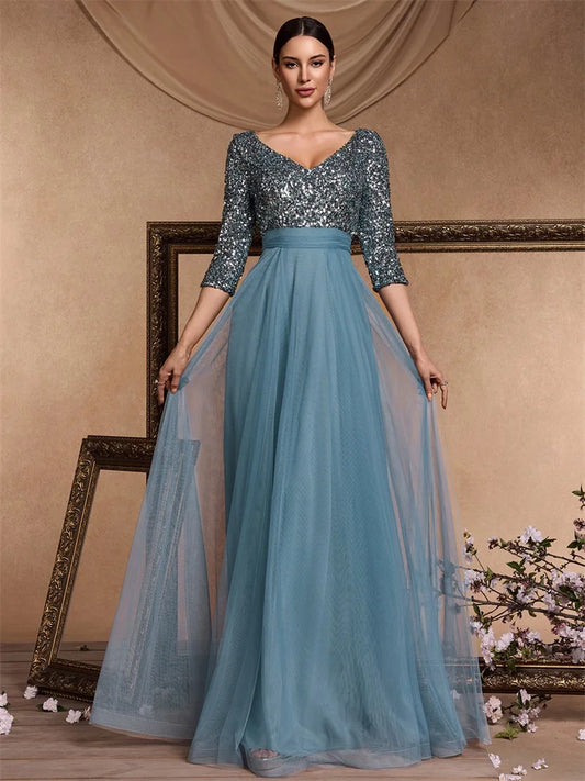 Tiered Sequin Gown