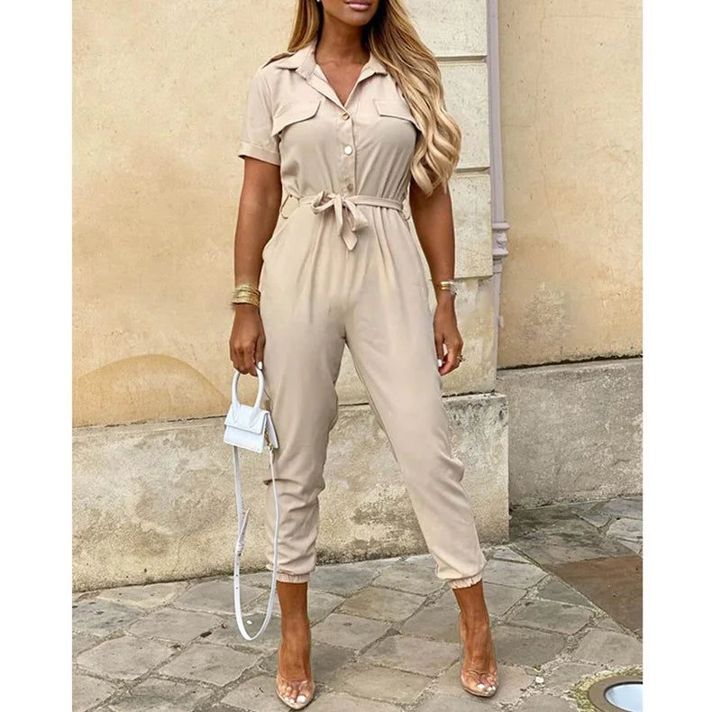 Monochromatic Belt Jumpsuit