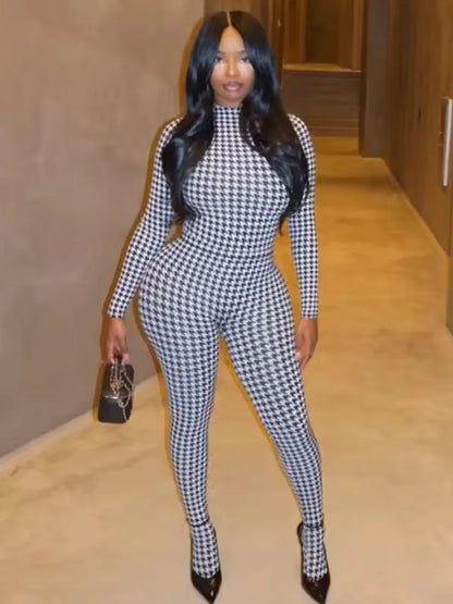 Snake Print Slim Jumpsuit