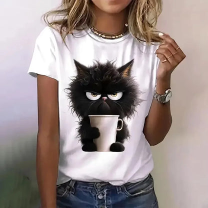 Angry Cat Graphic T-Shirt