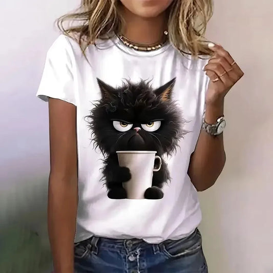 Angry Cat Graphic T-Shirt