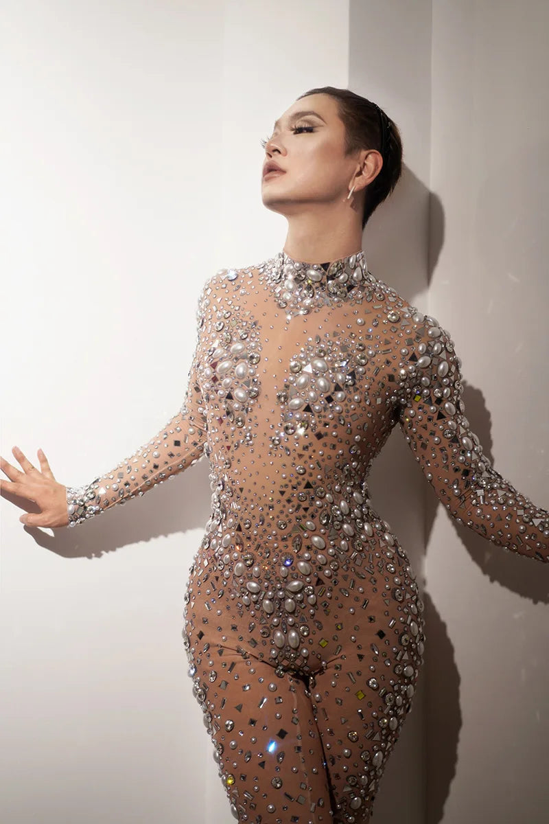Shiny Pearl Slim Jumpsuit