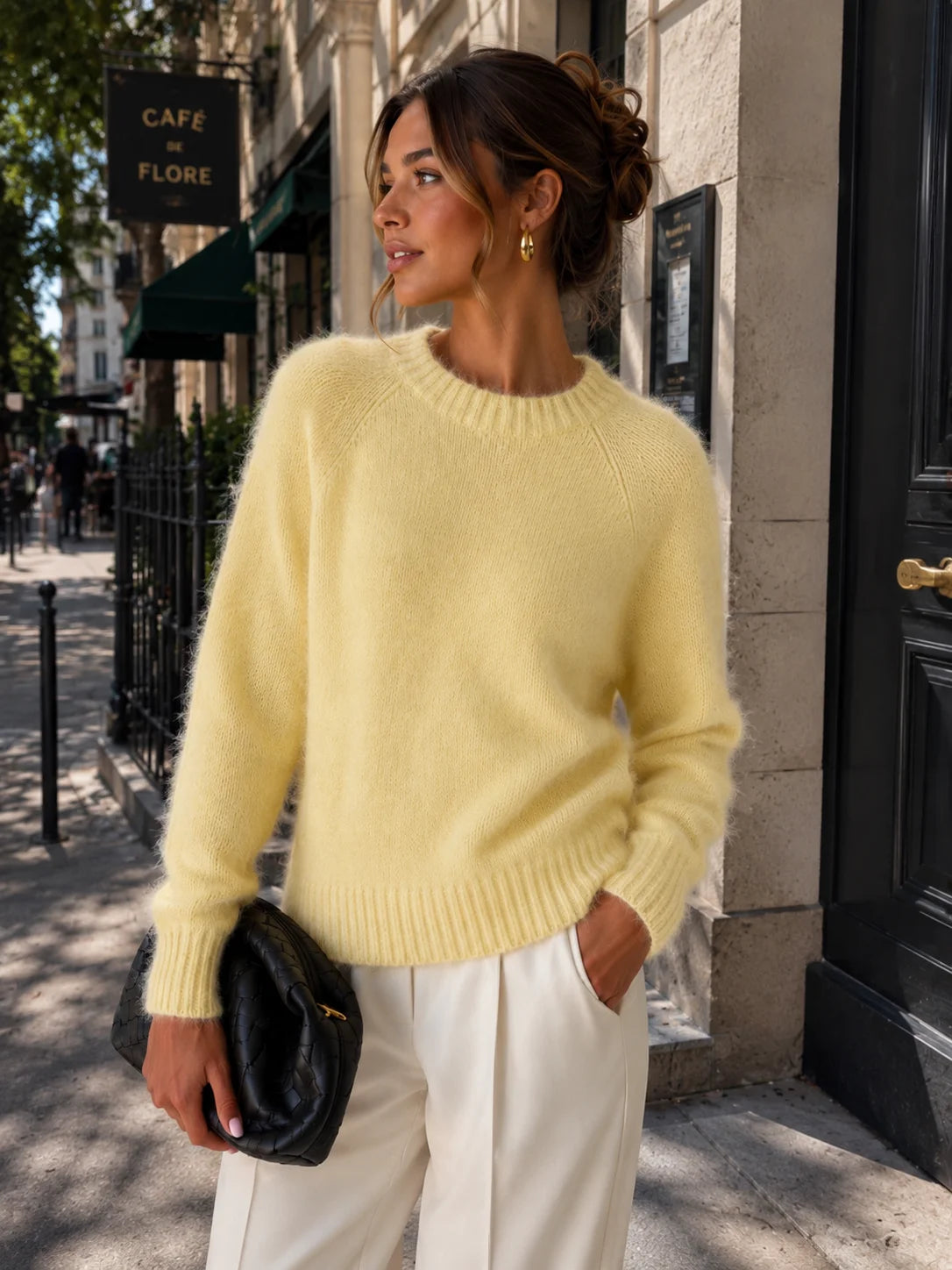 Wool Blend Round Neck Sweater