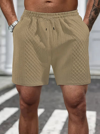 Textured Knit Elastic Waist Shorts