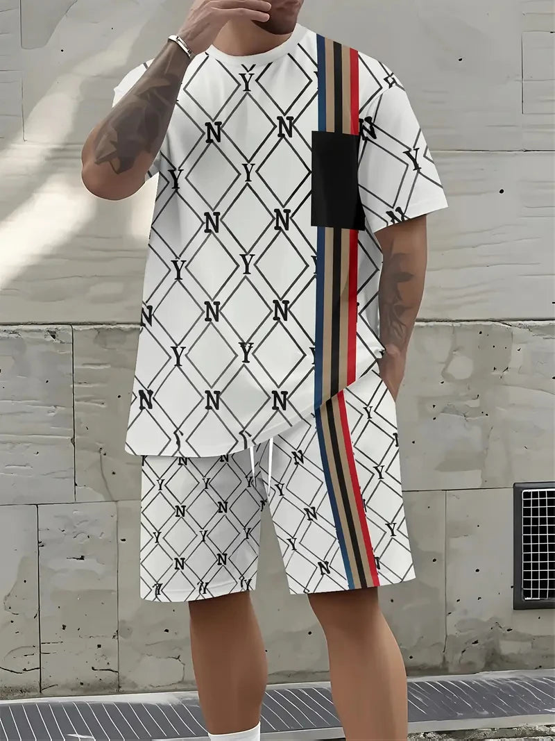 Letter Print T-Shirt Shorts Set