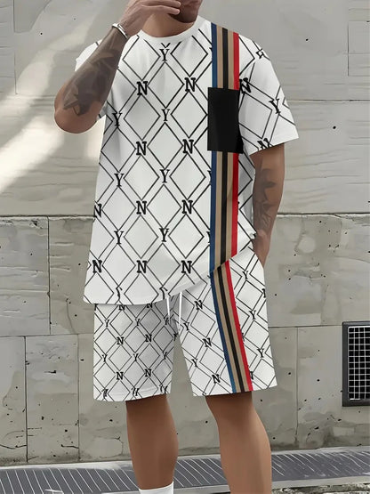 Letter Print T-Shirt Shorts Set