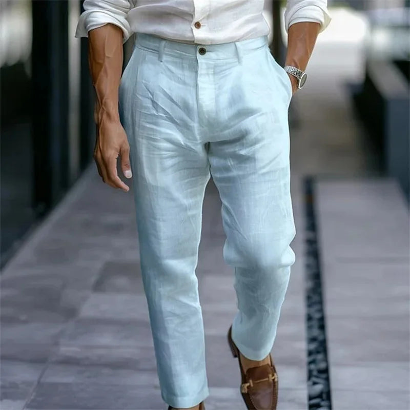 Linen Diagonal Pocket Loose Trousers