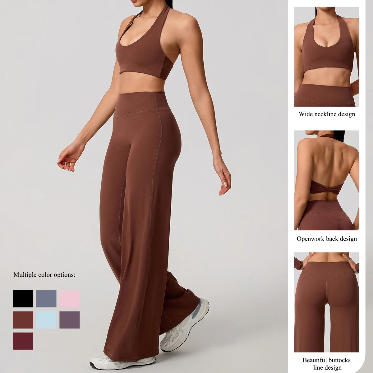 Hearuisavy Backless Halter Yoga Set