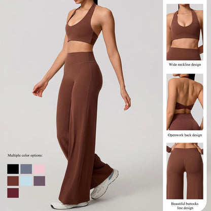 Hearuisavy Backless Halter Yoga Set