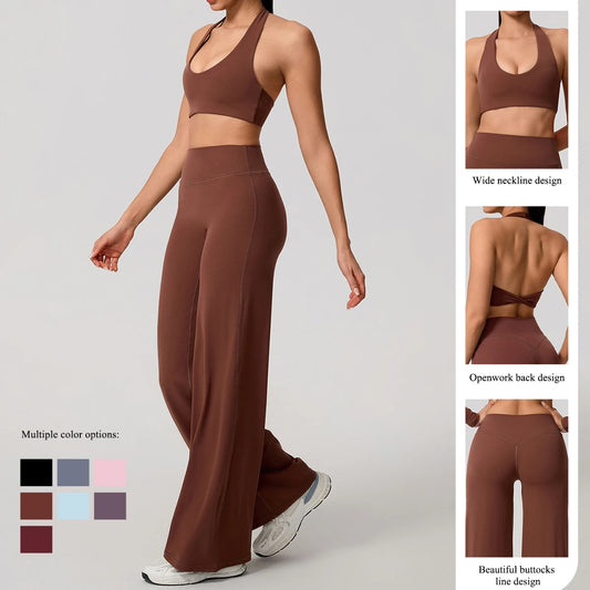 Hearuisavy Backless Halter Yoga Set