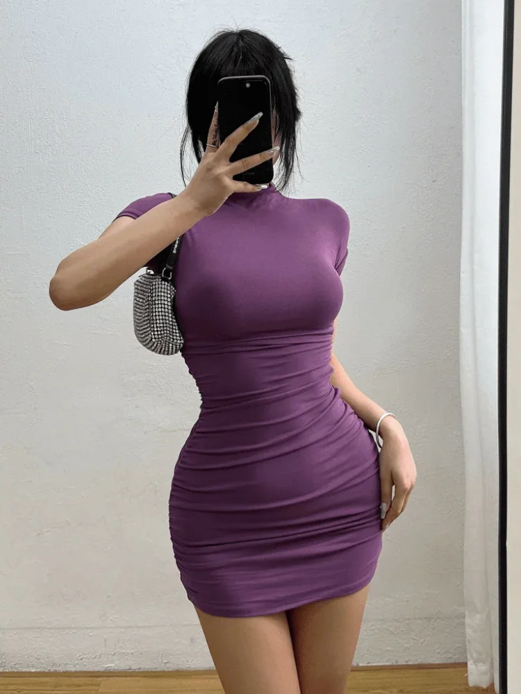 Ribbed Turtleneck Mini Dress