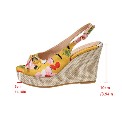Floral Wedge Slip Sandals