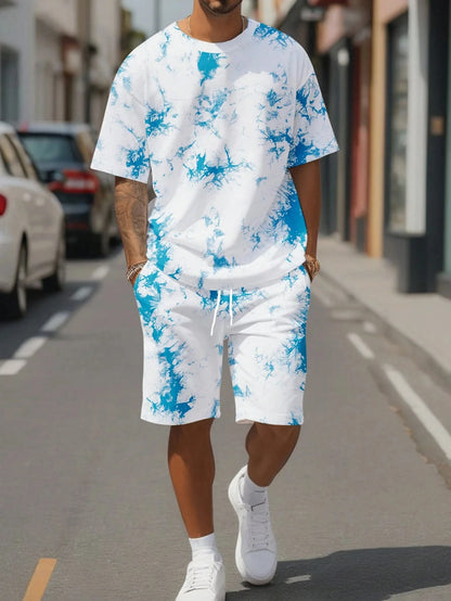 Floral Graphic O-Neck Shorts Set