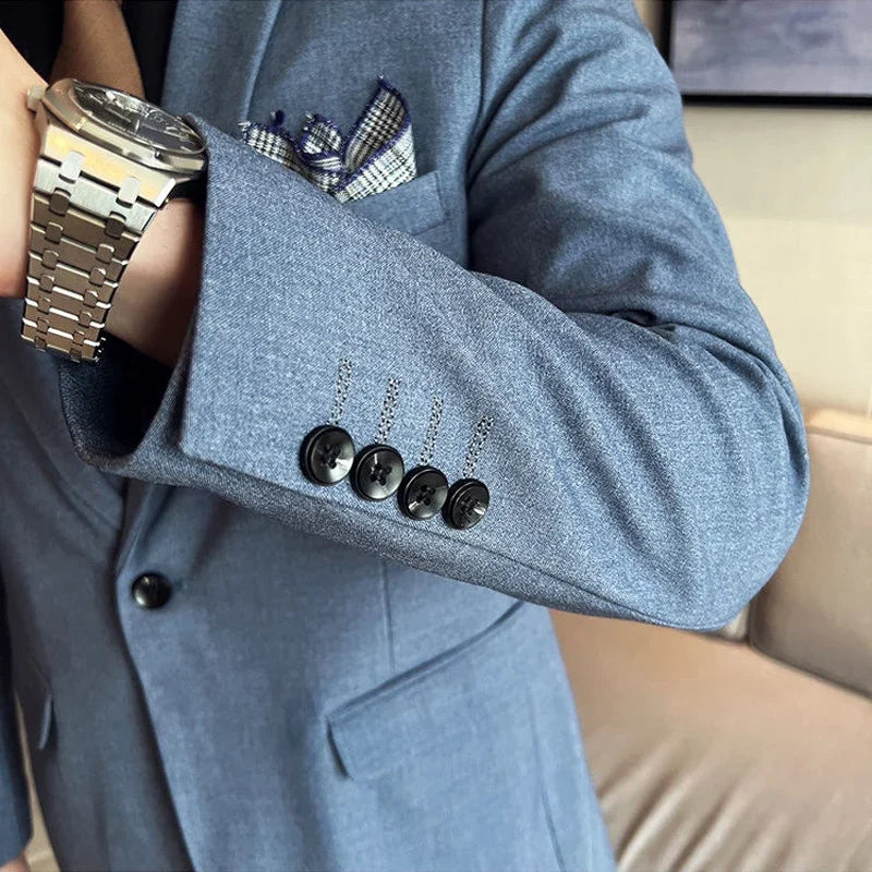 High-End Plaid Slim Business Suit