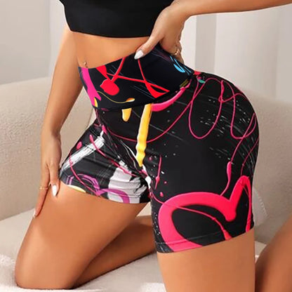Love Print Yoga Shorts