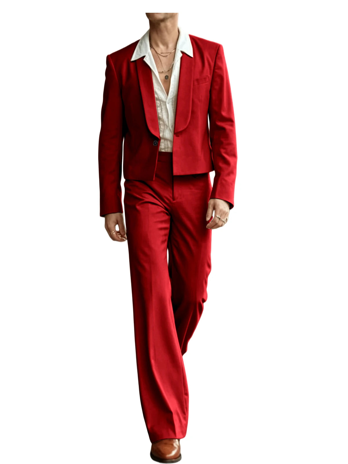 Cropped Blazer Flare Pants Tuxedo Set