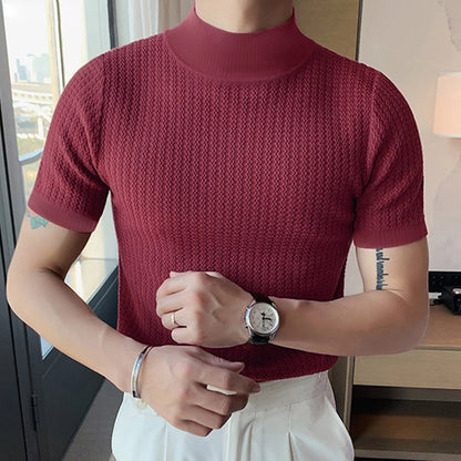 Textured High-Neck Korean Bottoming Tee