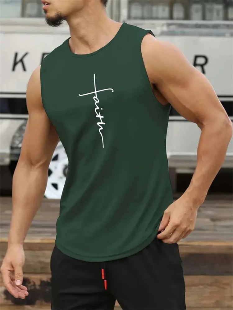 Cross Print Streetwear Tank Top