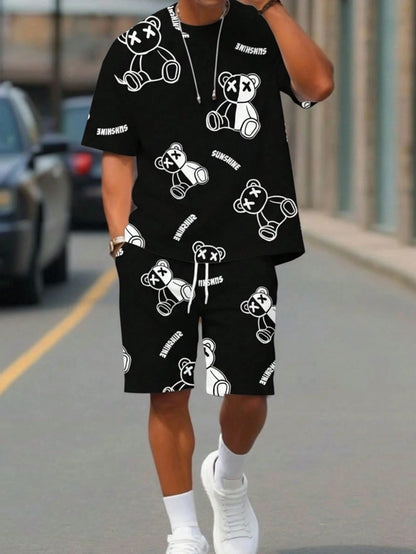 Athletic T-Shirt Drawstring Shorts Set