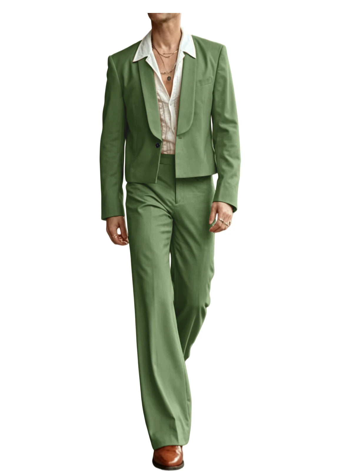 Cropped Blazer Flare Pants Tuxedo Set