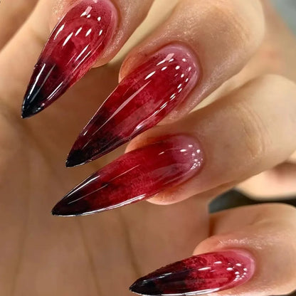 Almond Red Press Nails