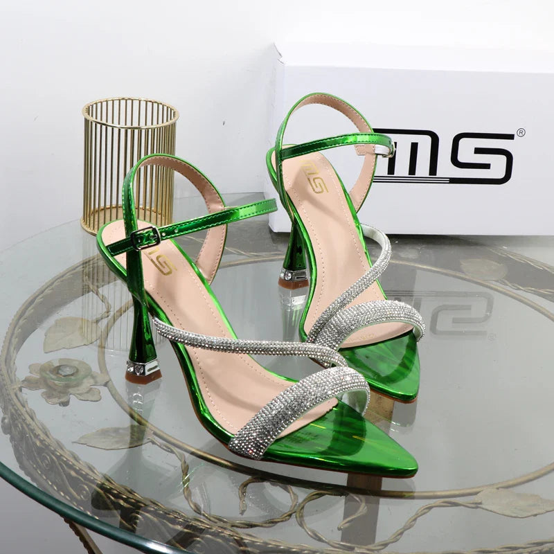 Green Rhinestone Sandals